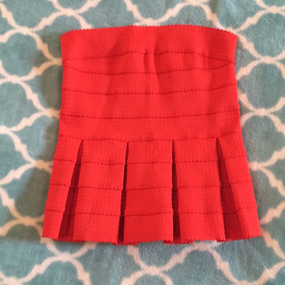 Red strapless top